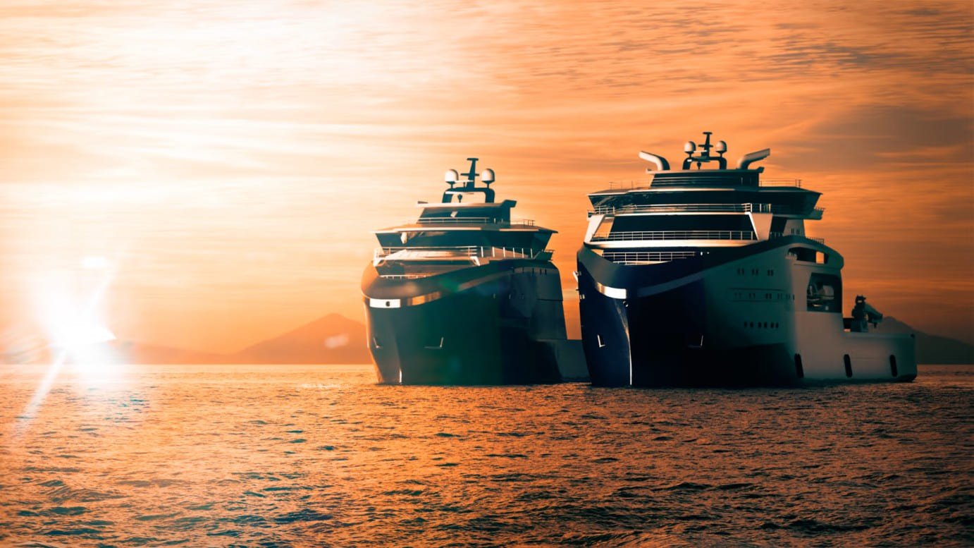 The new anchor handler (AHT) and platform supply vessels (PSV) can use alternative fuels, such as methanol, ammonia, and hybrid-battery power; Source: Kongsberg Maritime