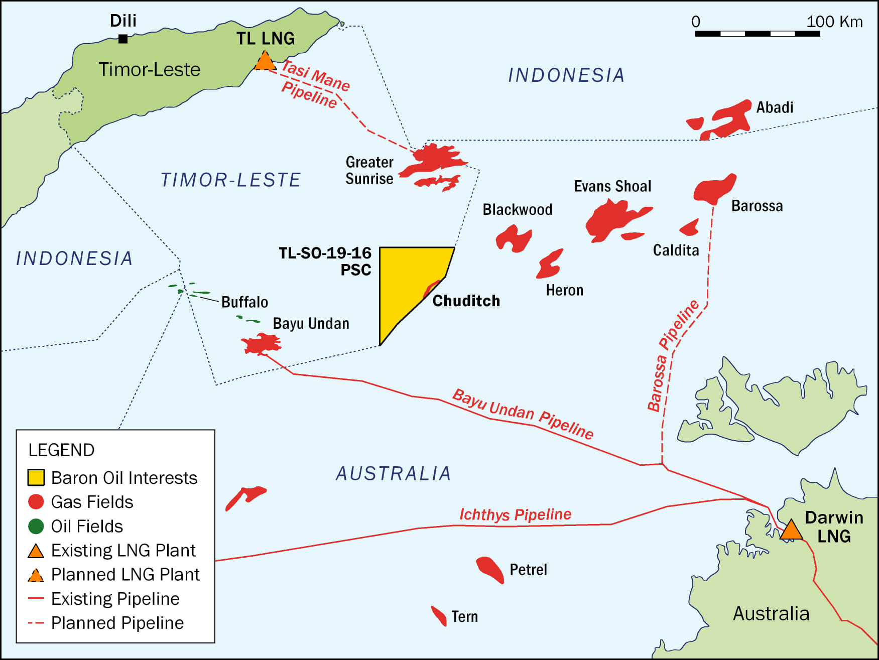 Timor-Leste regional map; Source: Baron Oil