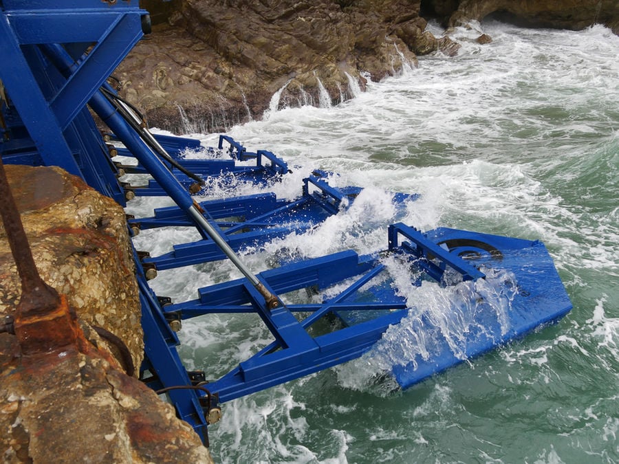 Eco Wave Power's Gibraltar wave energy array before decommissioning (Courtesy of Eco Wave Power)