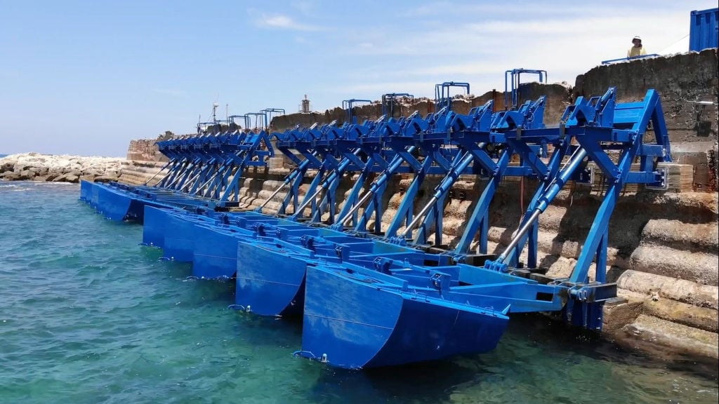 EWP-EDF One power station in the Port of Jaffa, Israel (Courtesy of Eco Wave Power)