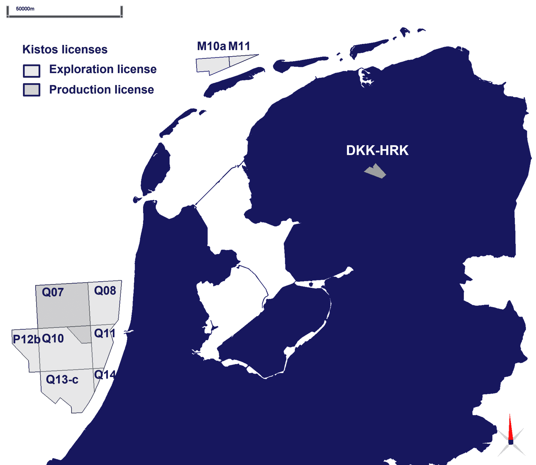 Kistos' exploration and production licenses in the Netherlands; Source: Kistos