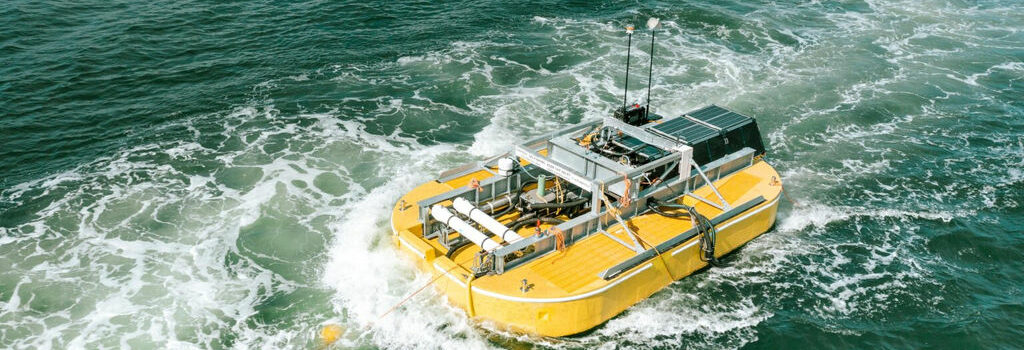 Illustration/Oneka Technologies' wave energy-drive desalination platform (Courtesy of Oneka Technologies)