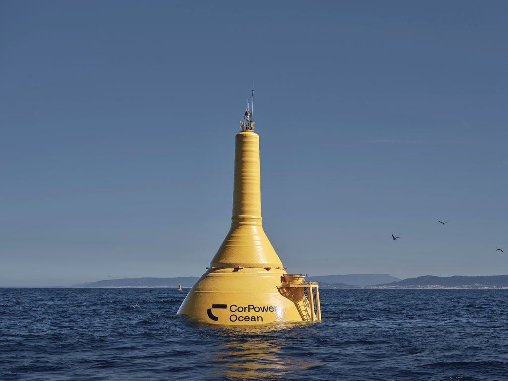 CorPower Ocean C4 wave energy device deployed offshore Portugal