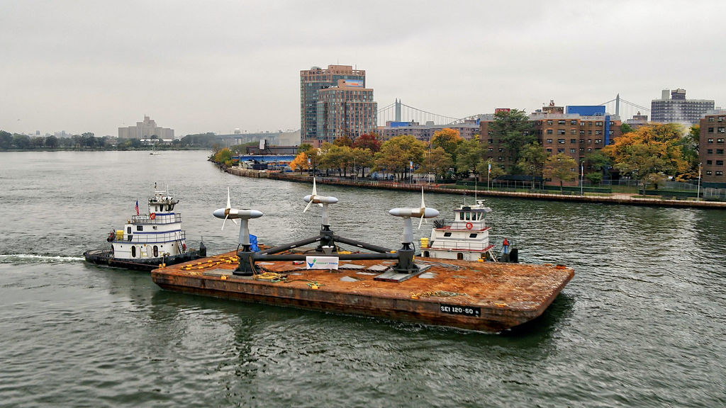 Illustration/Tidal energy turbines from US-based Verdant Power which secured contract in latest CfD round (Courtesy of US DOE/Photo by Paul Komosinski, Drone Altitude/for NREL)