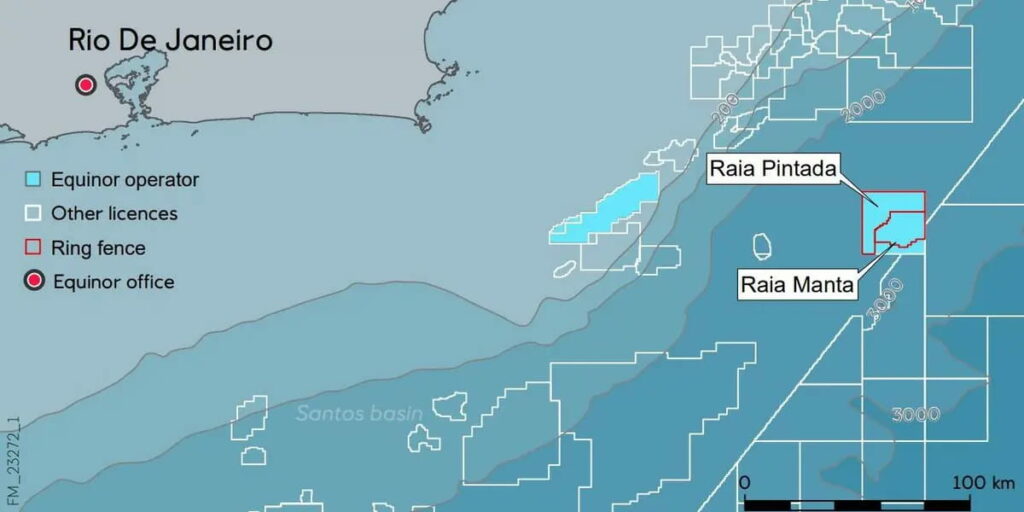 Location of Raia Manta and Raia Pintada fields in the area of BM-C-33; Source: Equinor