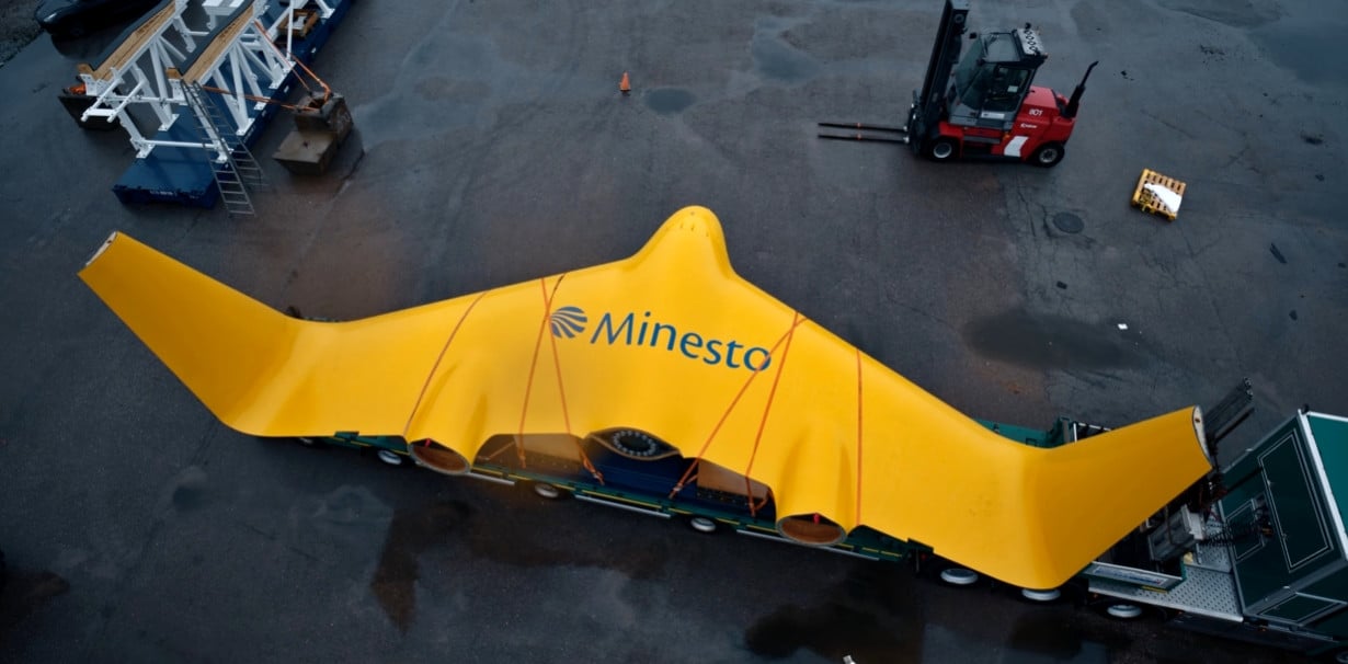 The wing for Minesto's Dragon 12 tidal energy kite (Screenshot/Video by Minesto)