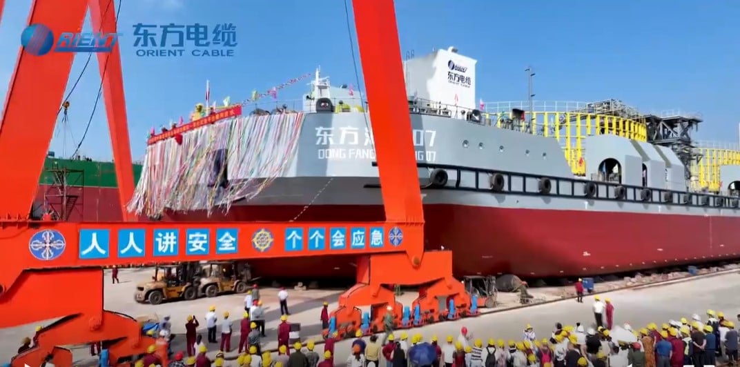 China's first subsea cable shuttle barge hits the water