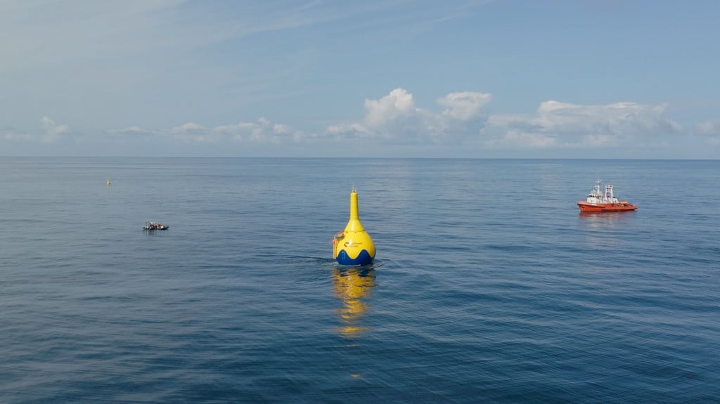 The CorPower 4 wave energy device offshore Porgual (Courtesy of CorPower Ocean)