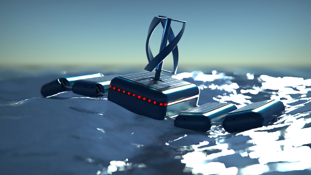 Wavr's wave energy device concept as hybrid renewable energy platform (Courtesy of Wavr)