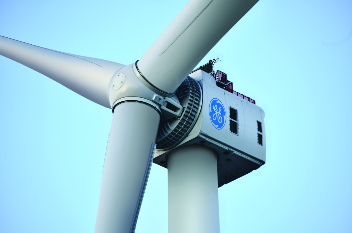 A photo of the rotor of GE's Haliade-X offshore wind turbine