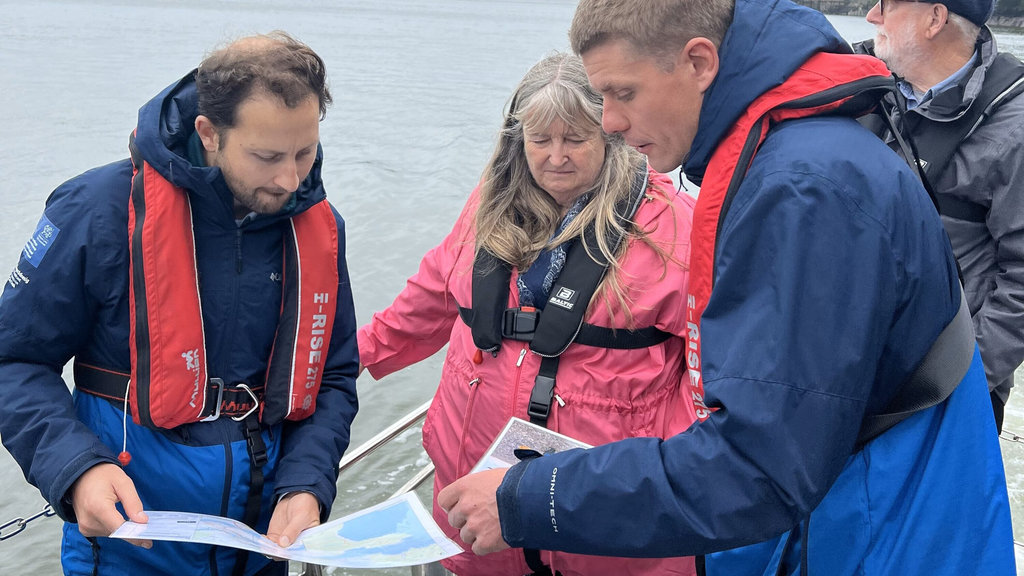 Welsh minister for climate change Julie James in Pembrokeshire (Courtesy of Marine Energy Wales)