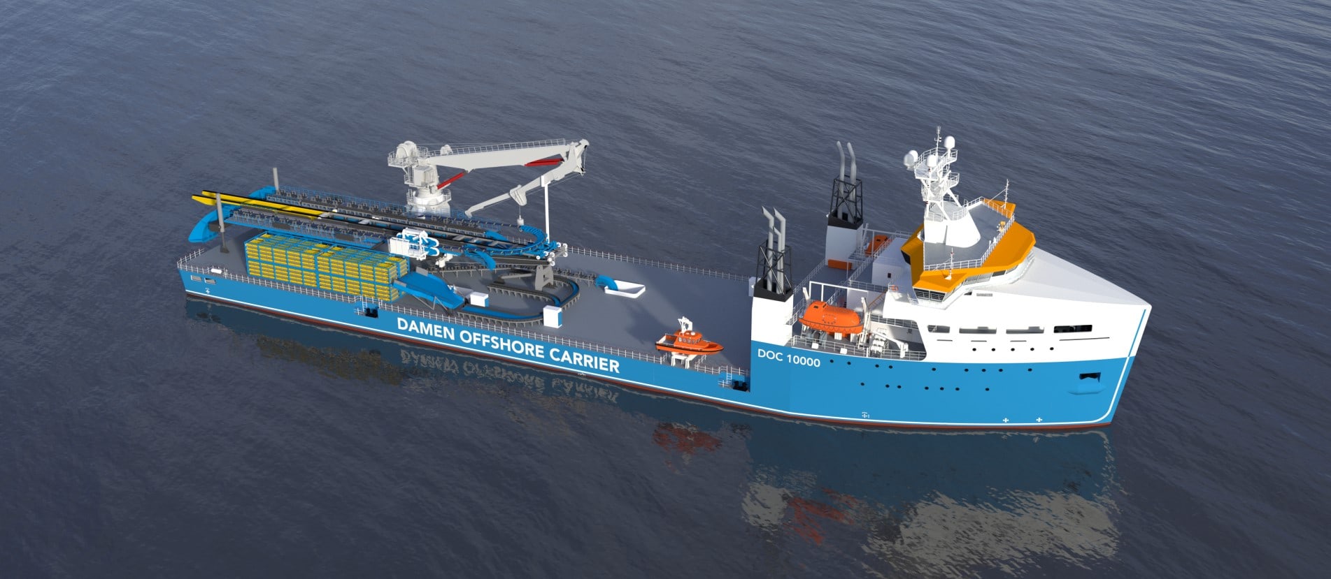 Damen Offshore Carrier (DOC) motion compensated cable laying vessel, developed in collaboration with Huisman; Source: Damen