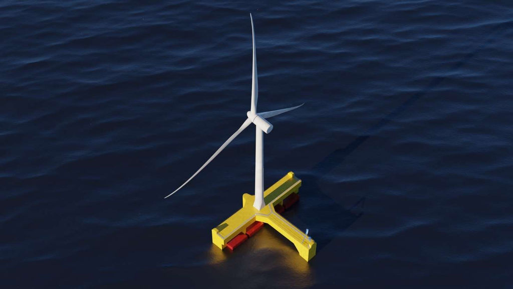 Illustration/Floating Power Plant's floating wind and wave hybrid concept (Courtesy of Floating Power Plant)