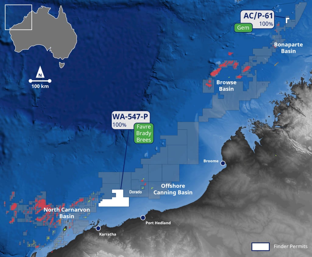 Finder's licenses off Australia; Source: Finder Energy