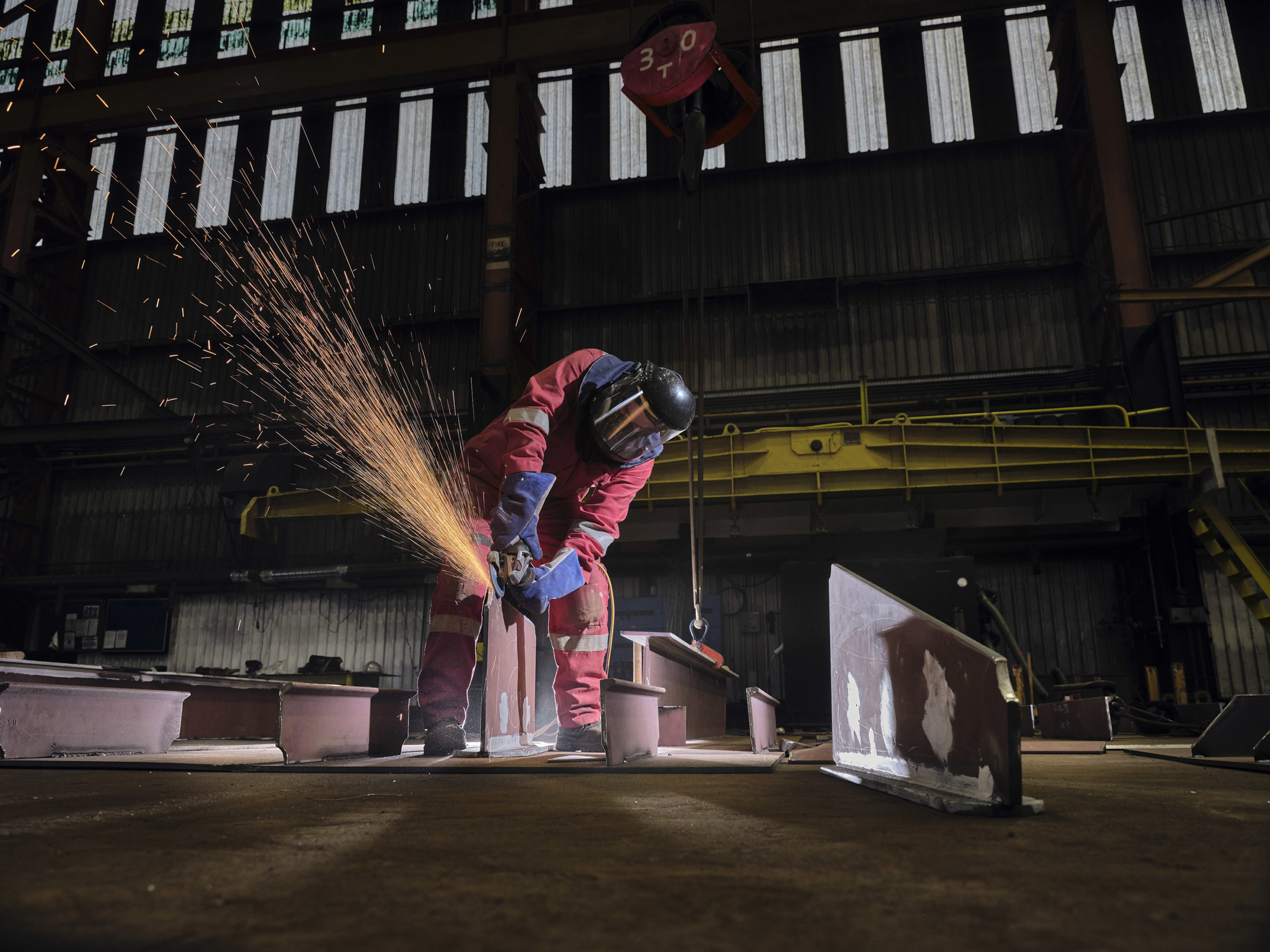 Harland & Wolff; Wolff Appledore, workers at work on the new pontoon.