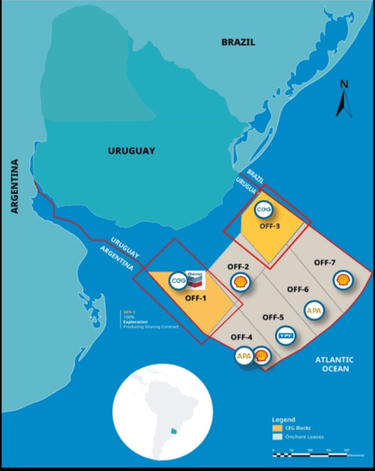 Map of blocks offshore Uruguay