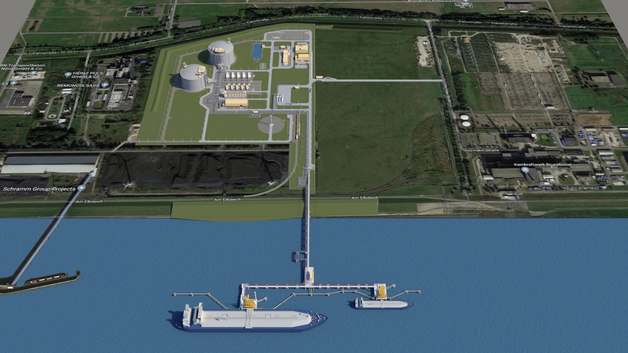 Rendering of an LNG terminal