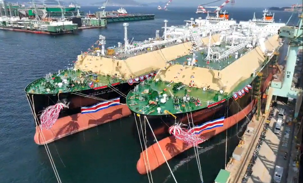 Two LNG tankers at berth