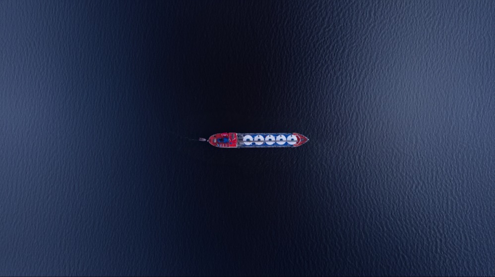 Aerial view of a vessel at sea