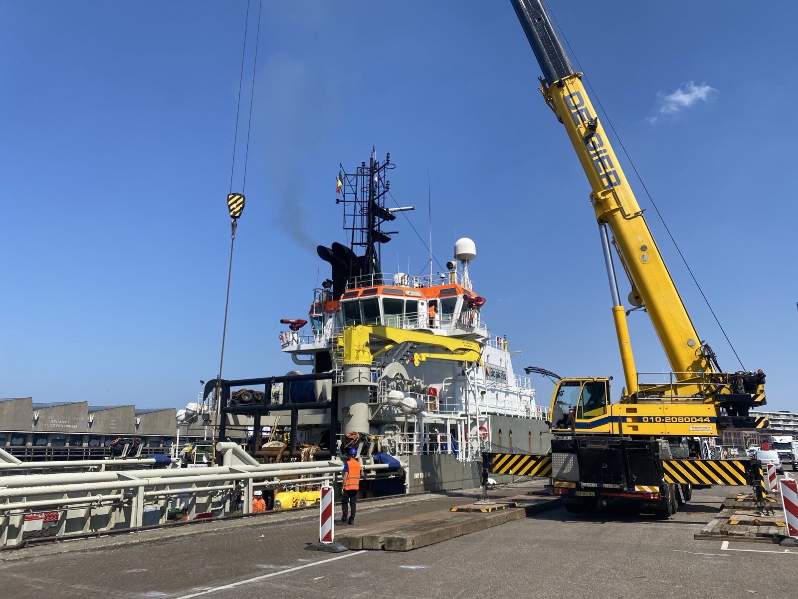 The anchor system is loaded onto the anchor installation vessel for deployment at the Hollandse Kust Noord offshore wind farm site