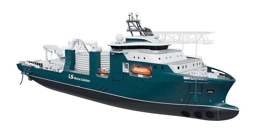 A visualization of LS Marine Solution's new cable laying vessel