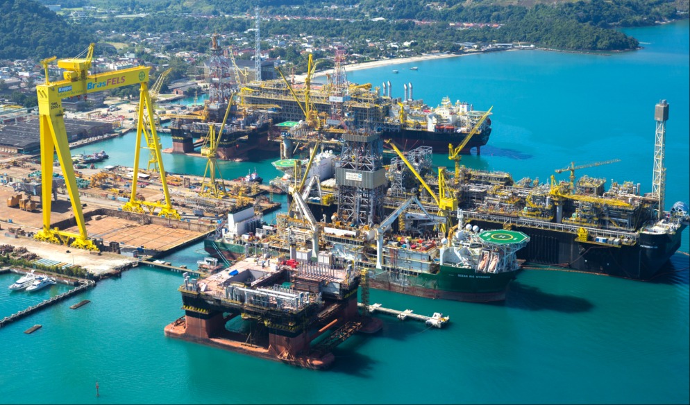 Aerial view of Seatrium's shipyard in Angra, Brazil