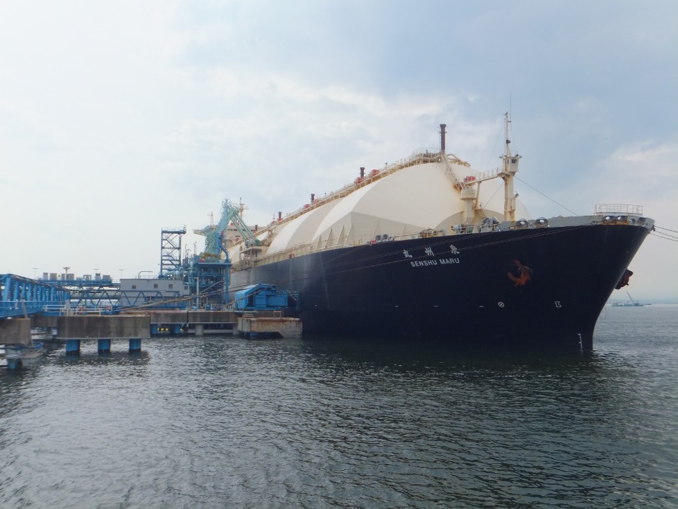 An LNG vessel at dock