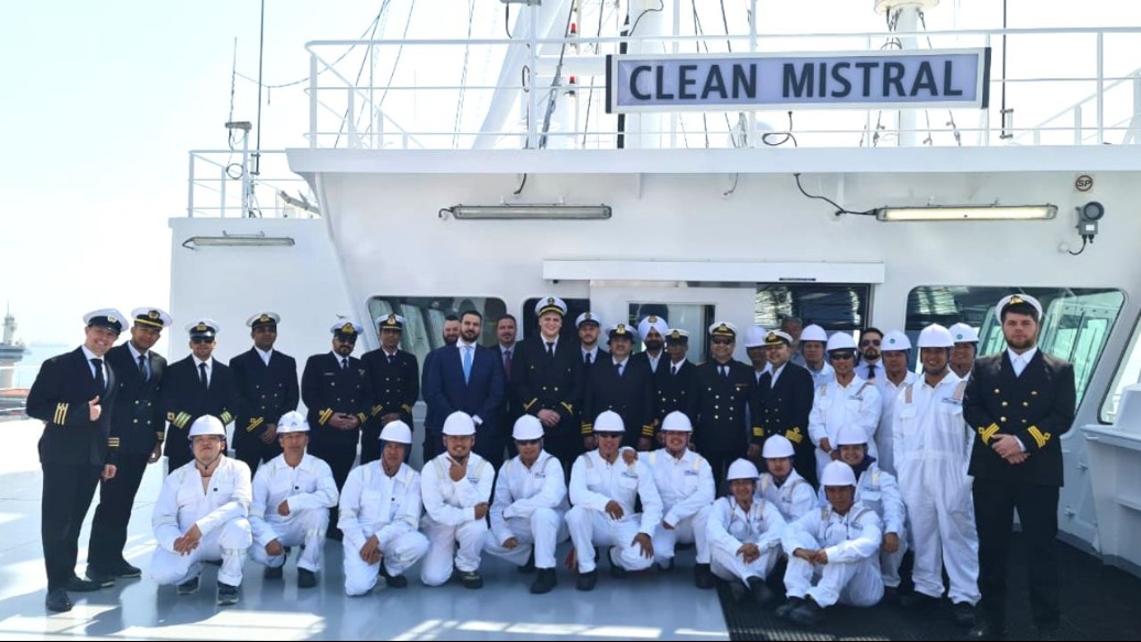 Crew aboard Clean Mistral