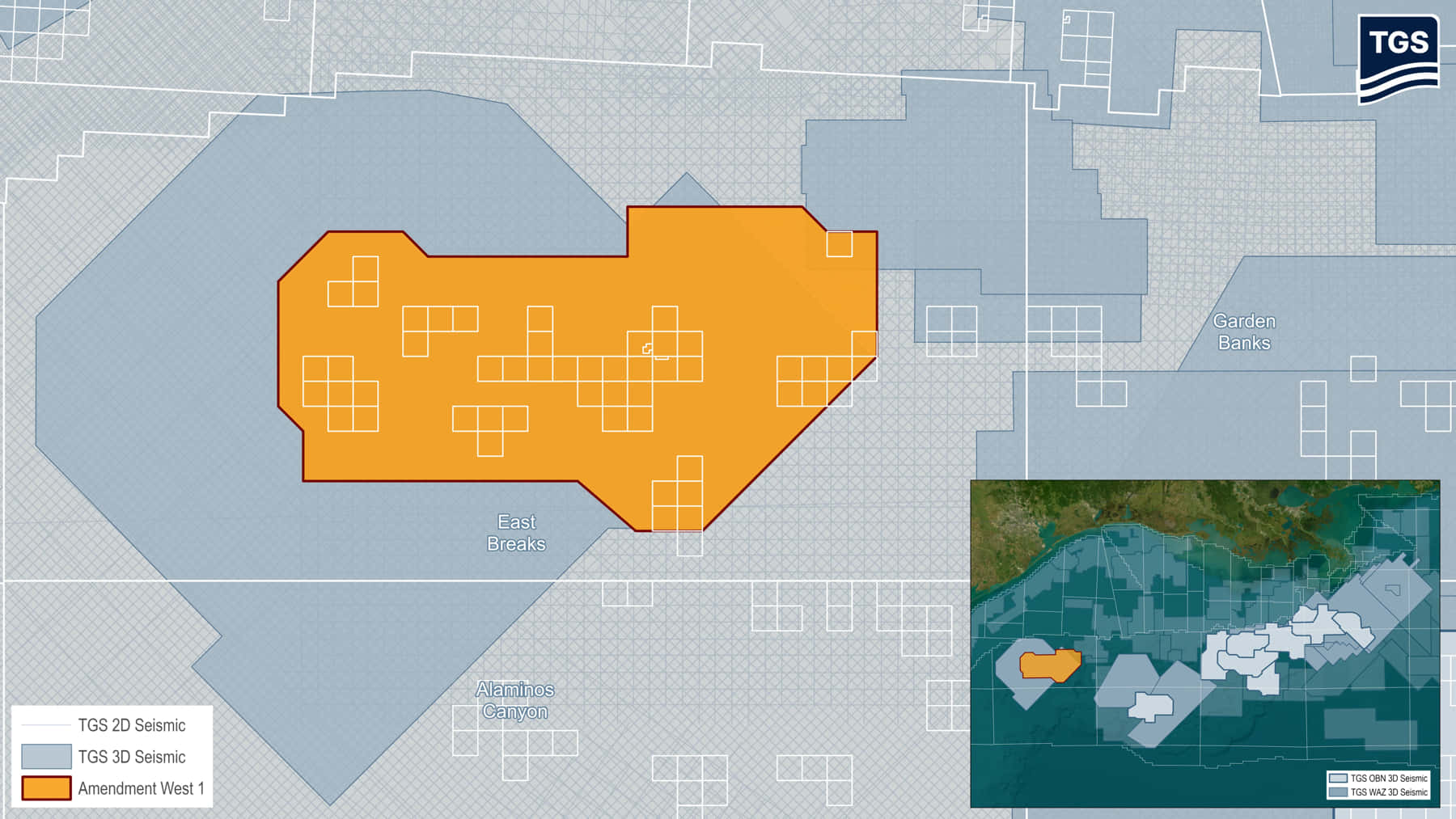 Amendment West-1 ultra-long offset OBN survey; Source: TGS