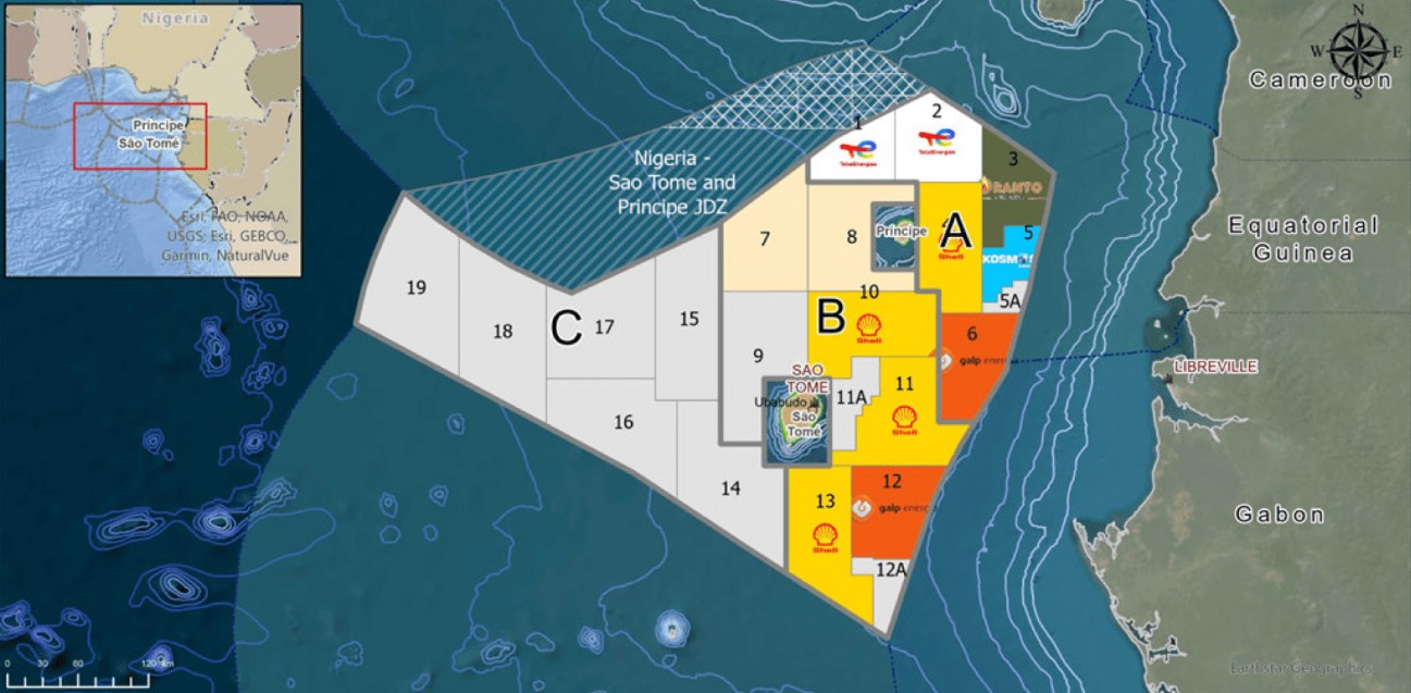 Map of São Tomé and Príncipe's offshore blocks