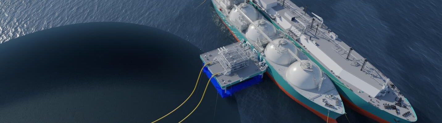 Rendering of possible configuration of the IQuay Regas Terminal; Source: ECOnnect Energy