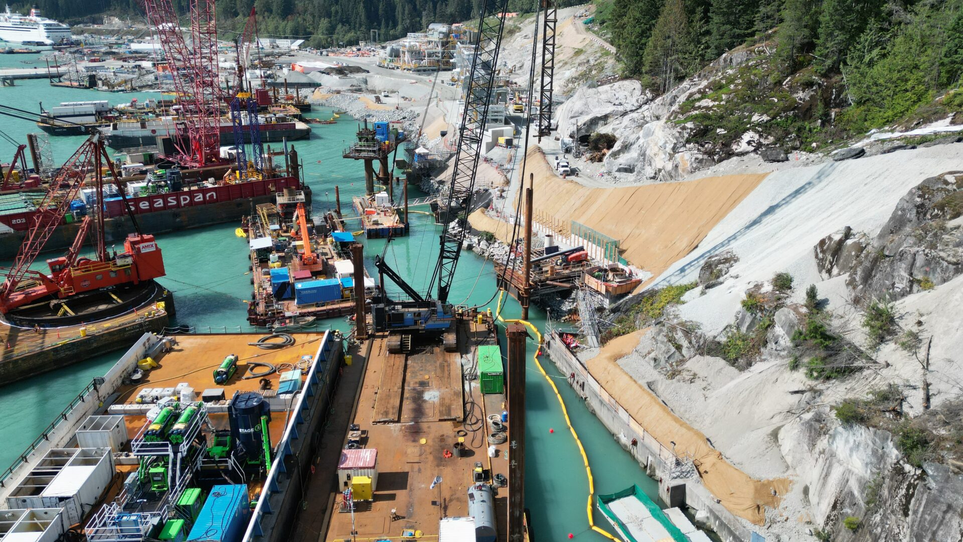 Marine work underway in September 2025; Source: Woodfibre LNG