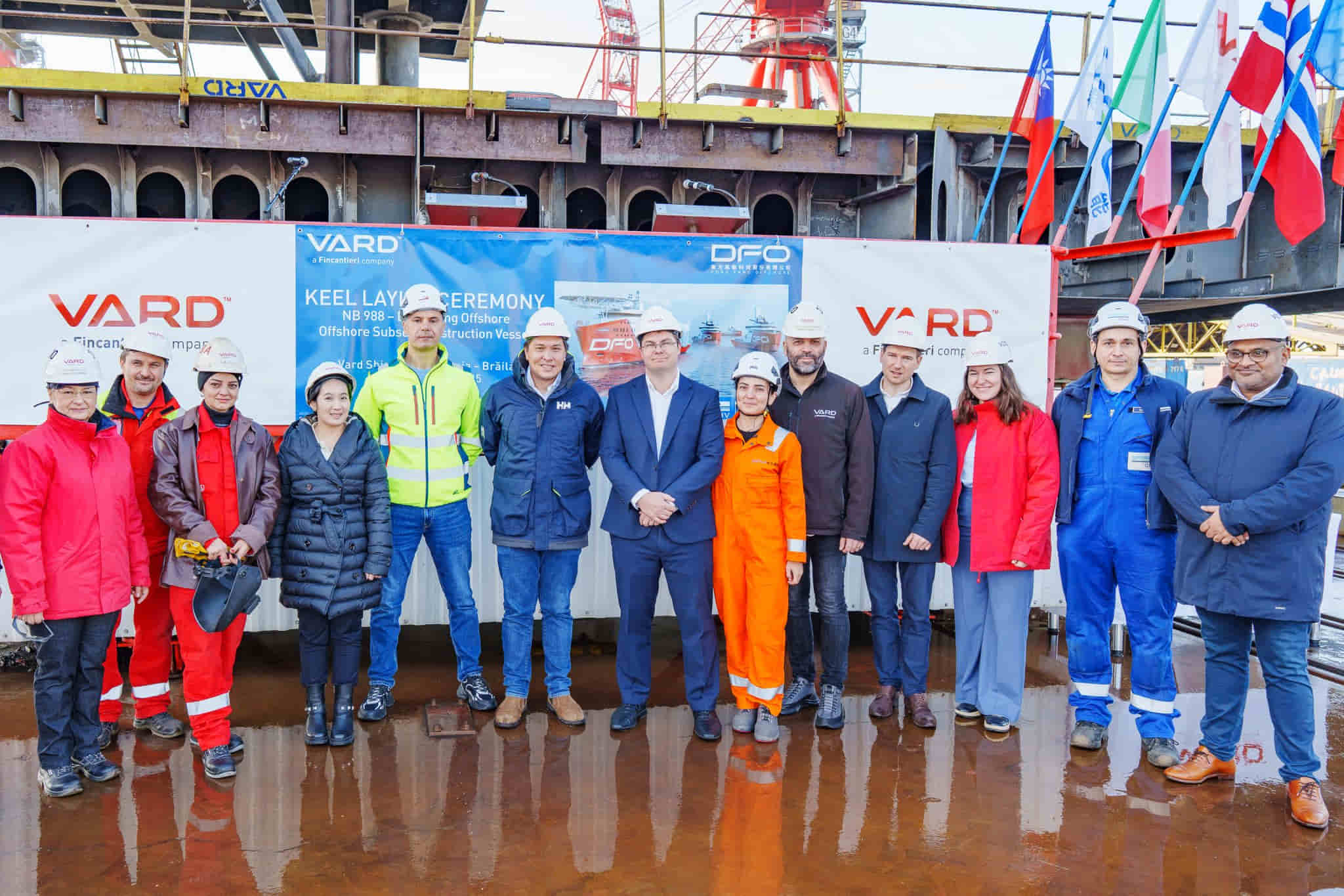 Keel laying ceremony for NB 988 subsea construction vessel; Source: VARD