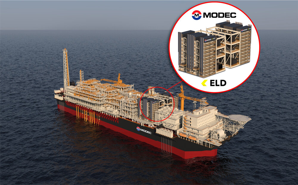 Illustration of FPSO with full scale (100 MW) SOFC installation with integrated carbon capture; Source: MODEC