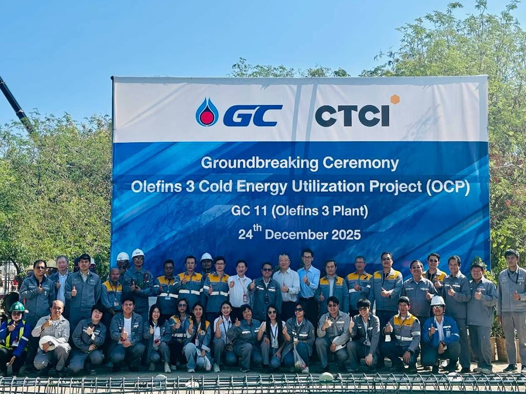 CTCI Thailand team gathered to celebrate the groundbreaking ceremony of the Olefins 3 Cold Energy Utilization Project (OCP); Source: CTCI