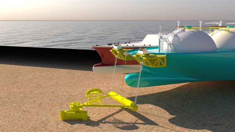 Illustration of submerged yoke mooring; Source: AFRY