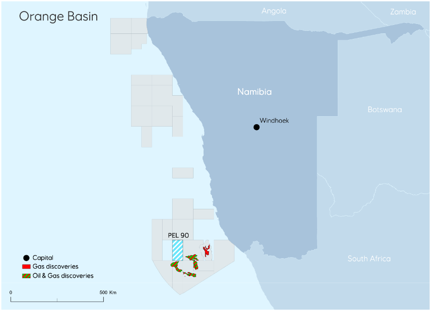 Map showing location of PEL 90 in Namibia's Orange Basin; Source: Equinor