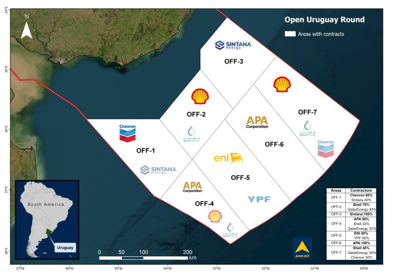Uruguay's offshore acreage; Source: Santiago Ferro Castelli, Energy Transition Manager at ANCAP, via LinkedIn